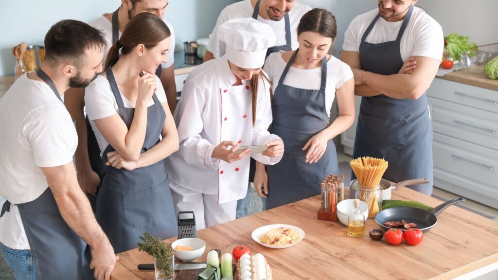 chef teaching how to cook