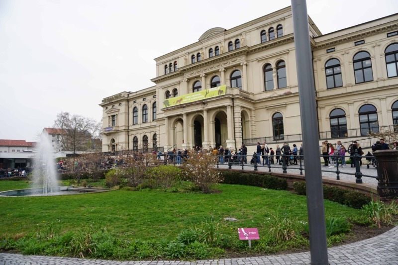 Lange Warteschlange vor dem Eingang zum Zoo