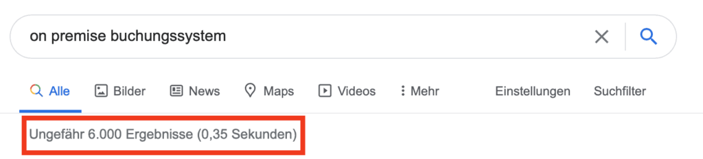 on premise buchungssystem weniger Ergebnisse Google